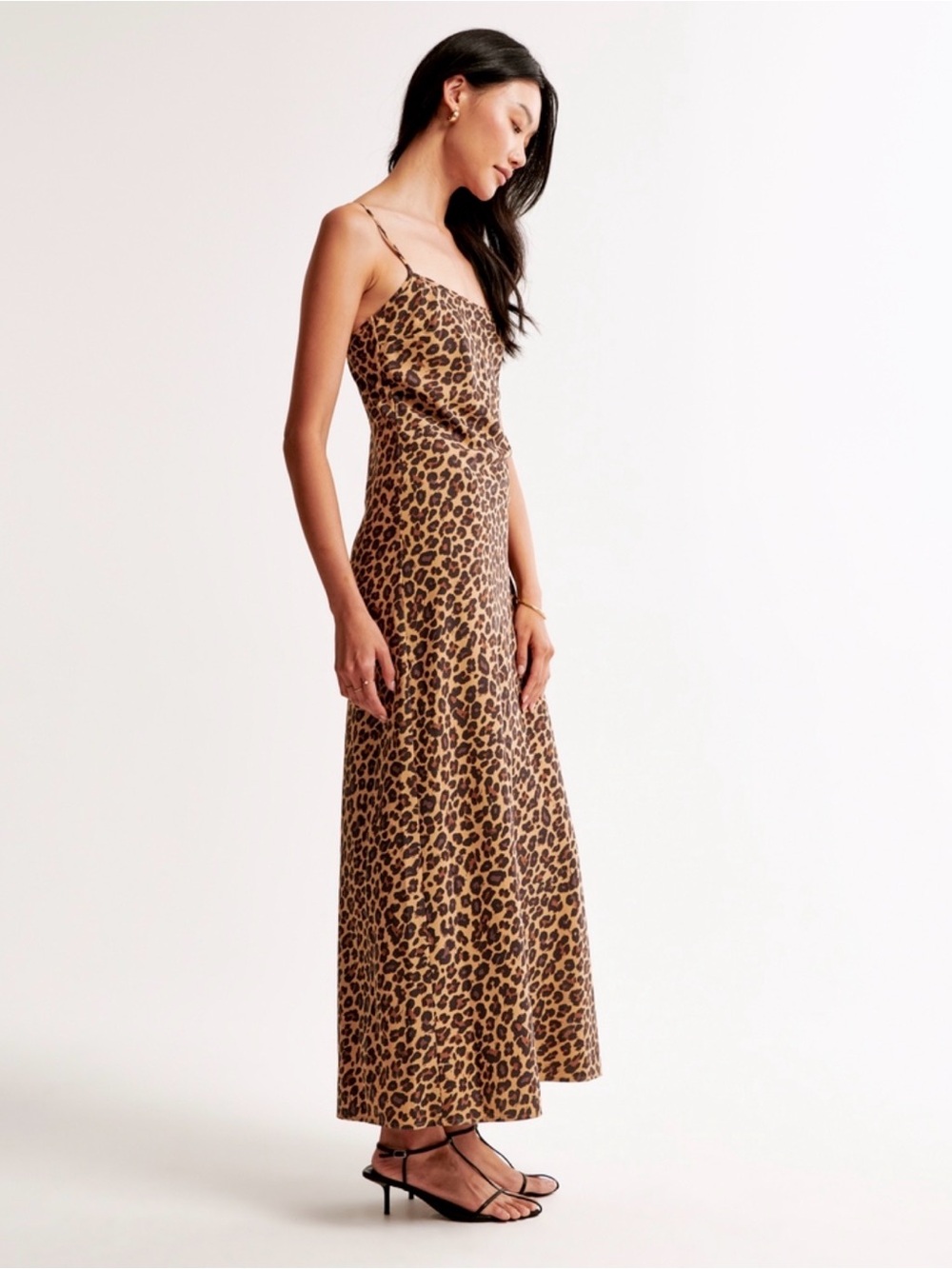 Abercrombie & Fitch Leopard Print Julia Slip Maxi Dress - Brown/Black